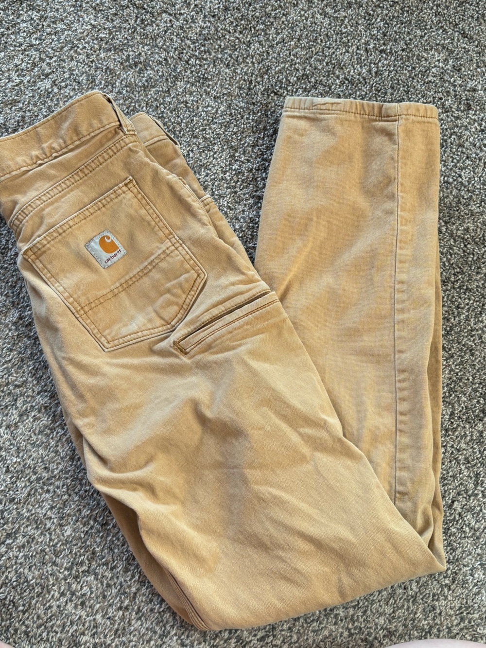 Carhartt Men's Tan Chore Pants with Back Patch Logo